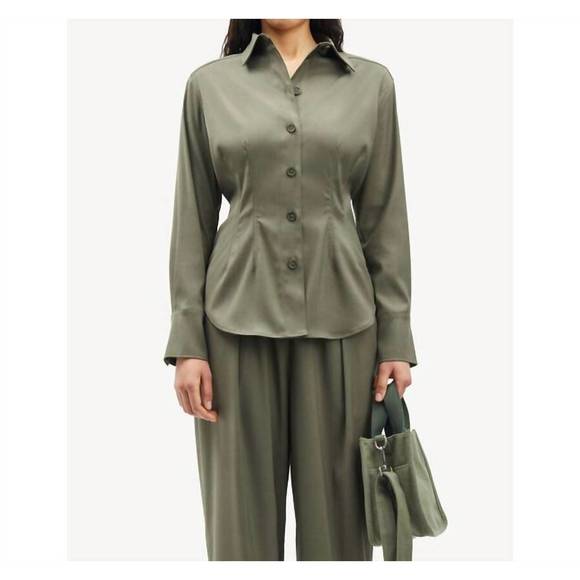 NEW SAMSOE sajul shirt in dusty olive - Picture 1 of 6